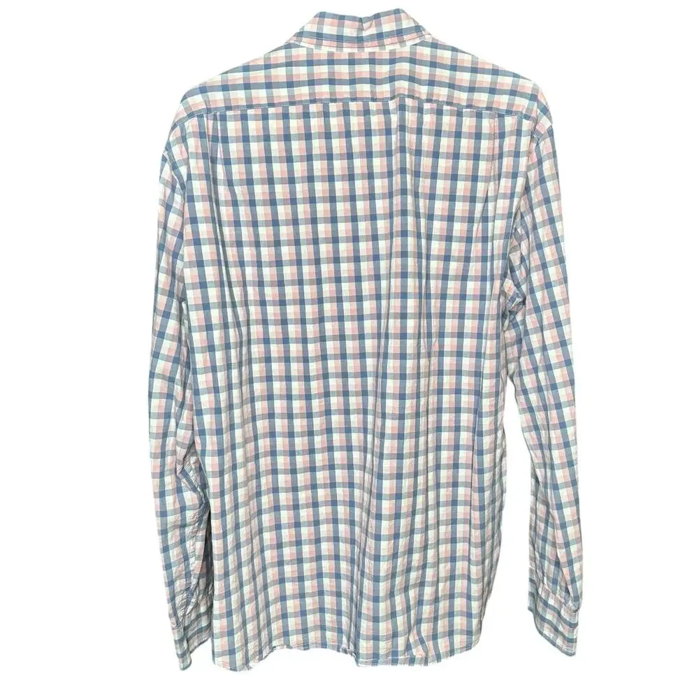 J. Crew Flex Washed Slim Fit Pink and Blue Check Button Down Shirt XL